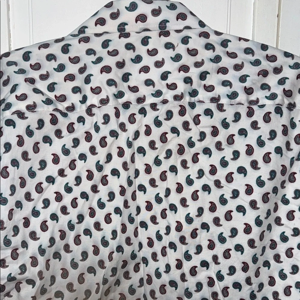 Tavion White Paisley Print Men's Dress Shirt